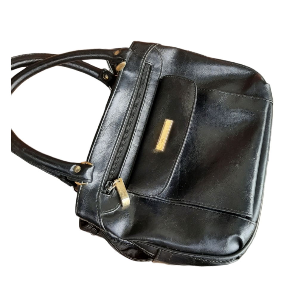 Unbranded black purses with multiple pockets, cosmetics bag & credit card holder